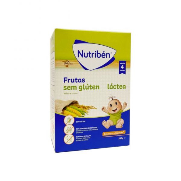 Nutribén Papa Frutas sem Glúten Láctea 4M+ 250g
