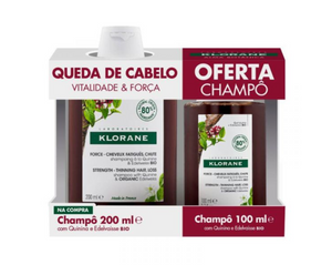 Klorane Capilar Champô Quinina e Edelvaisse BIO 200ml + 100ml