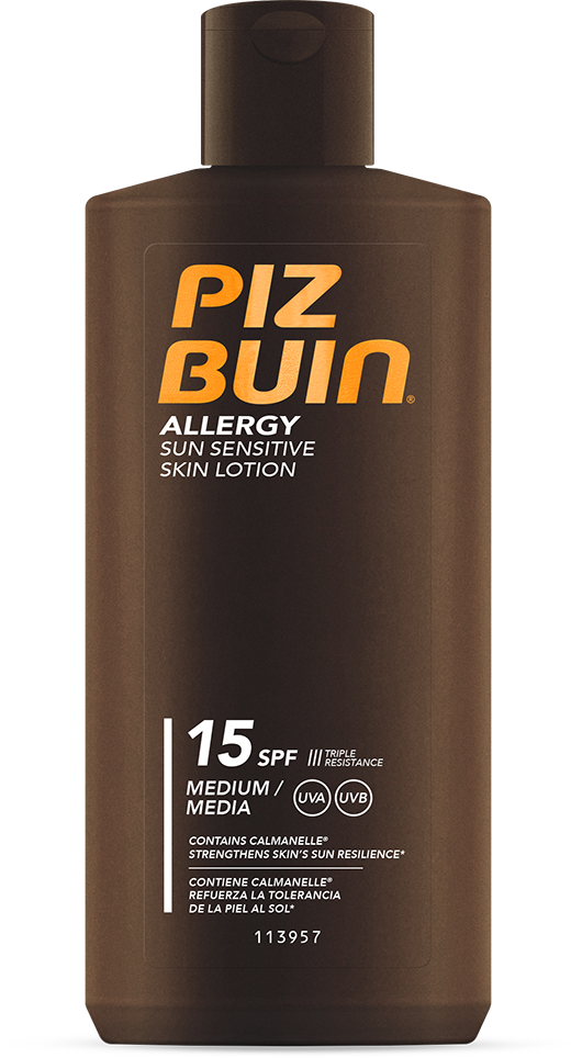 Loção Piz Buin Allergy FPS15 para peles sensíveis ao sol