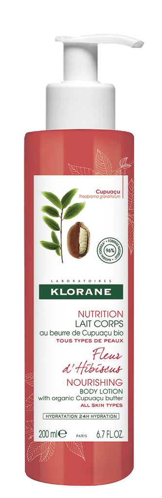 Klorane Leite de Corpo Flor de Hibiscus contém uma textura cheia de leveza, para a hidratação de qualquer tipo de pele durante 24 horas.