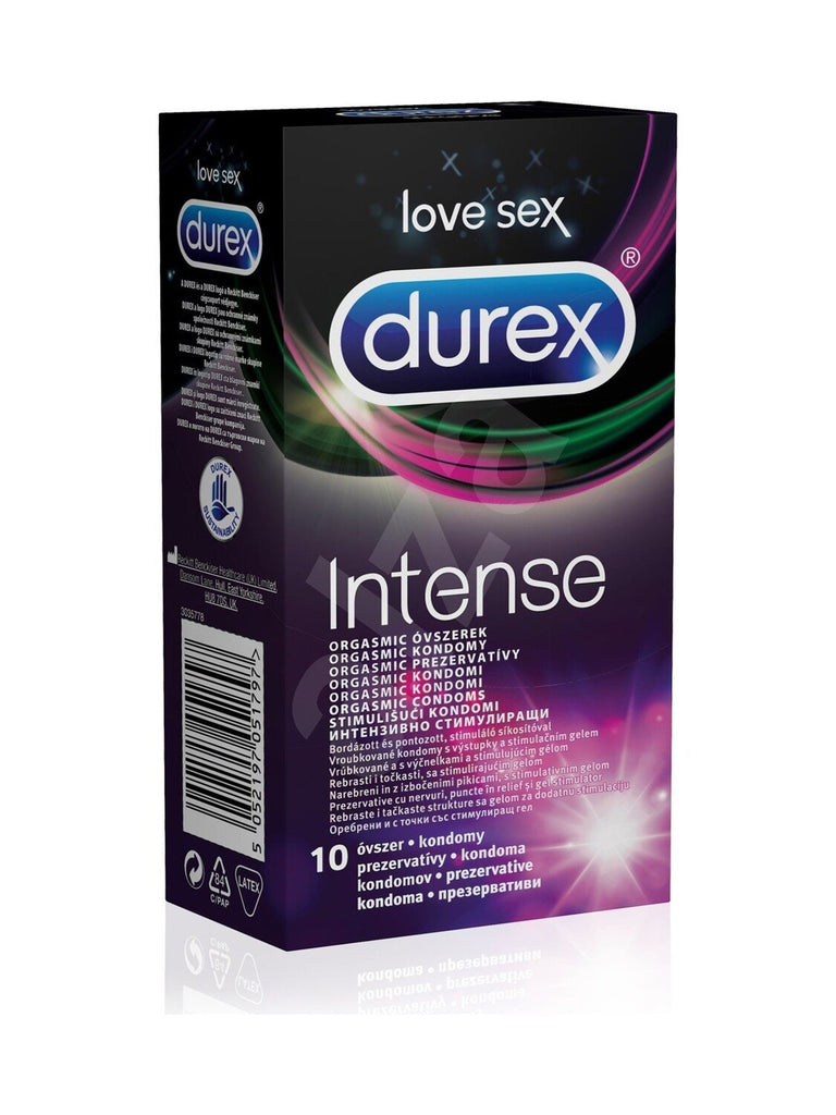 Preservativos de borracha natural de látex, transparente e lubrificado, com estrias e pontos em relevo, coberto com o estimulante Desirex™ para intensificar a experiência de ambos. 